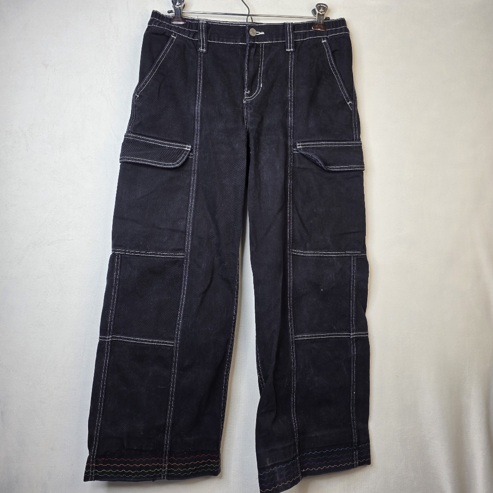 Pacsun low rise puddle cargo pants rainbow design on bottom sz M